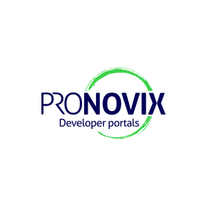 Pronovix Developer Portals logo with a circle
