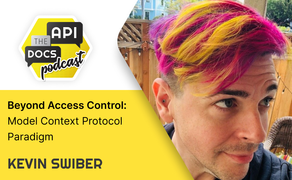 Kevin Swiber's profile image and podcast logo and title in a yellow and white background